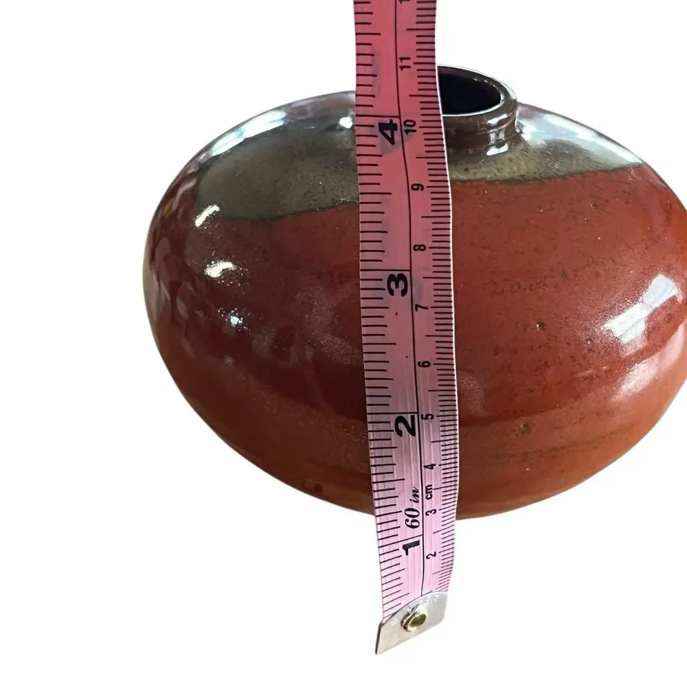 Kasama Vase Japanese Art Pottery Mini Vase Vintage Bulbous Squat Oxblood Retro